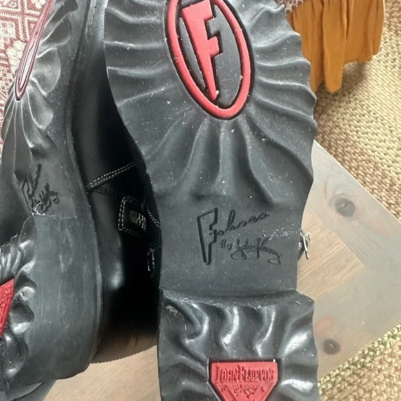 John Fluevog Black Leather Moto Boots with Buckles - Picture 4 of 9